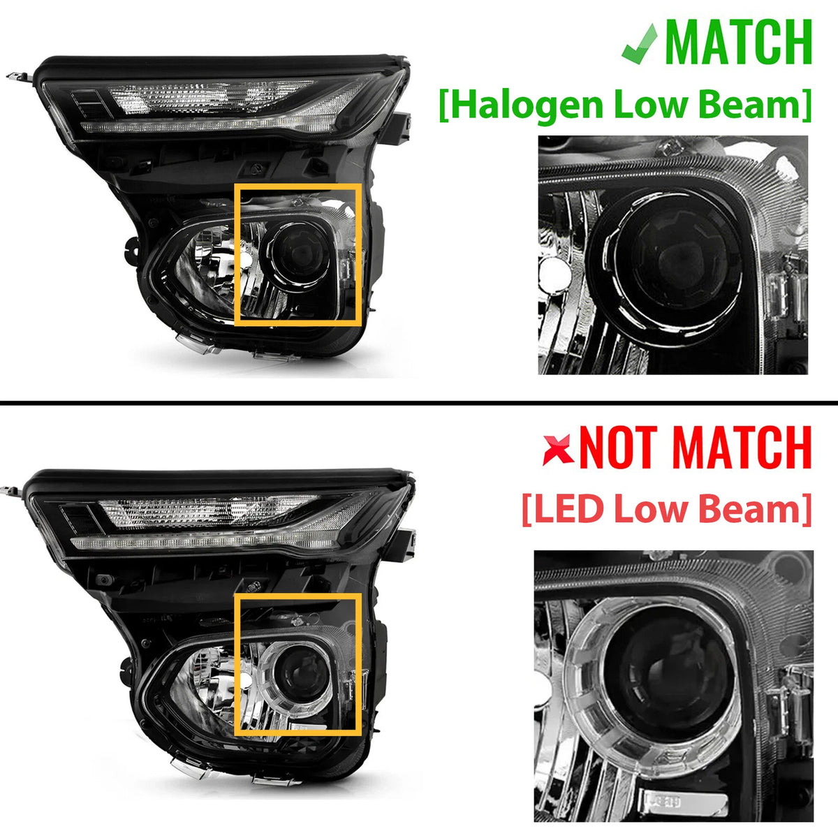 Pair halogen headlight front angle for 2021-2023 Chevrolet Trailblazer