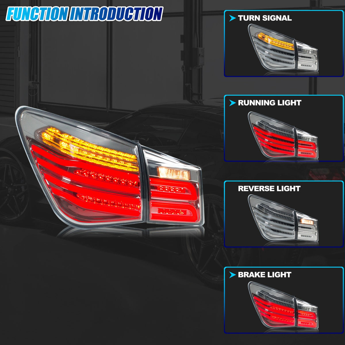 Running, brake, turn and reverse functions of the 2011-2015 Chevy Cruze LED tail light