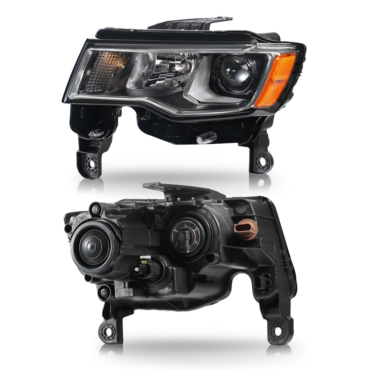 Left halogen projector headlight side angle for 2017-2022 Jeep Grand Cherokee