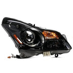 Driver side Black HID Projector headlight close-up for 2007-2008 Infiniti G35 Sedan