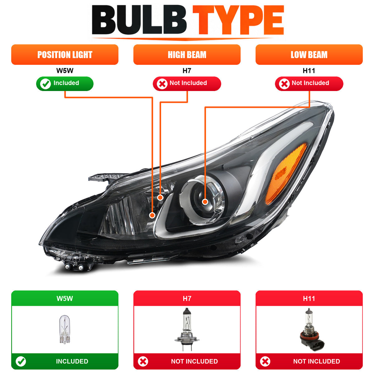 Pair halogen headlight front angle for 2019-2022 Chevy Spark