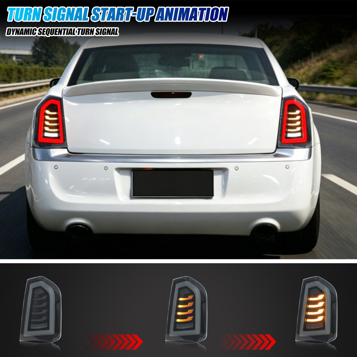Sequential LED turn signal on the 2015-2023 Chrysler 300 tail light