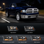 Black Projector Halogen headlight features and specifications for 2013-2018 Ram 1500 2500 3500