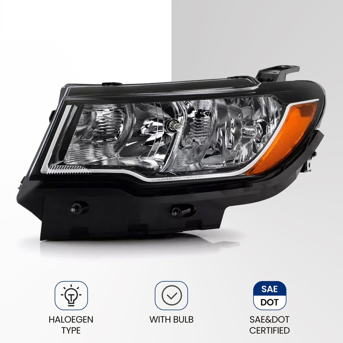 Left halogen headlight side angle for 2017-2021 Jeep Compass