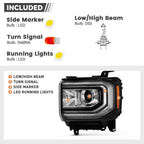 Pair HID headlight rear housing angle for 2016-2018 GMC Sierra 1500