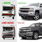 Pair HID headlight rear housing angle for 2016-2018 Chevy Silverado 1500