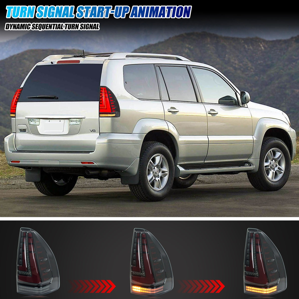 Sequential LED turn signal on the 2003-2009 Lexus GX470 tail light