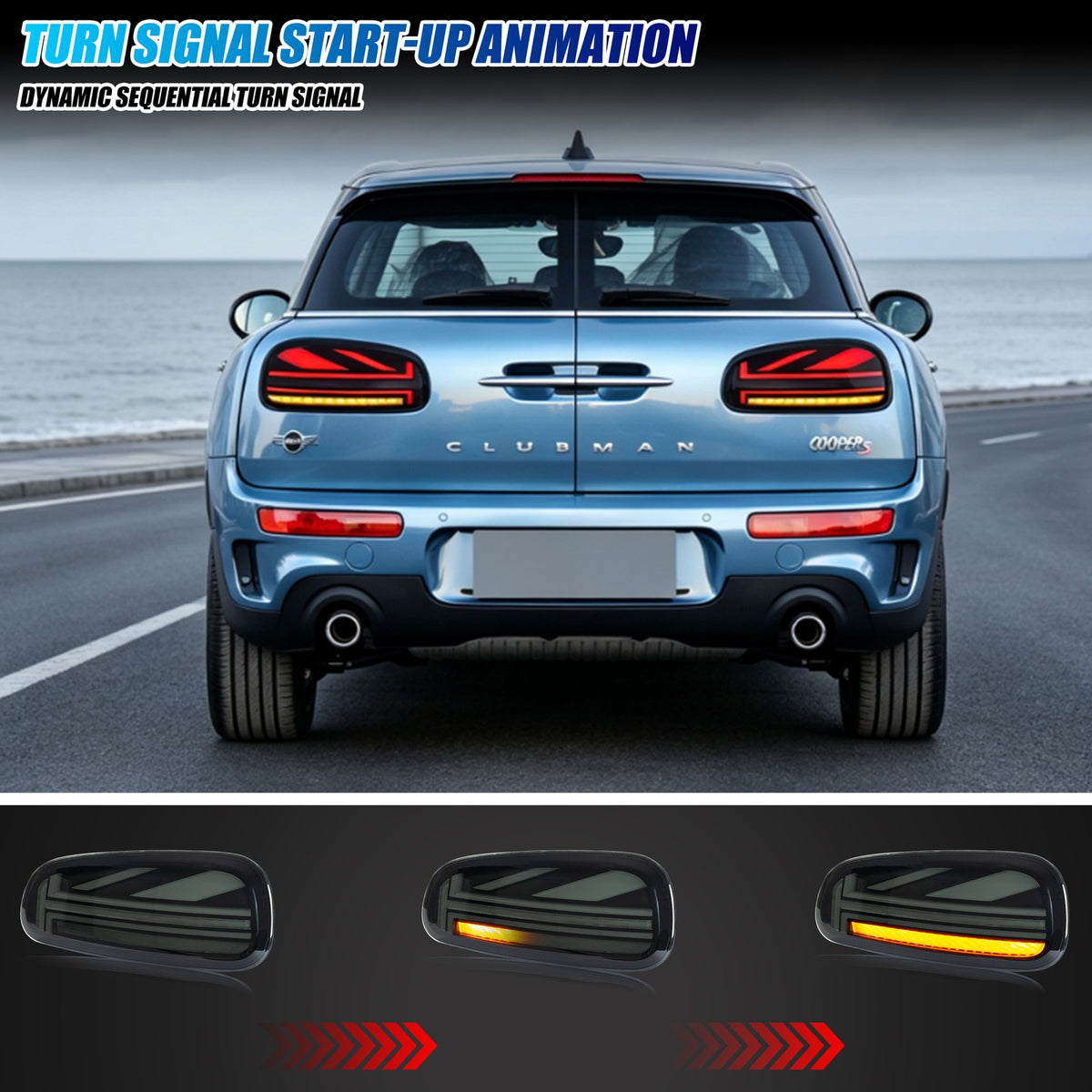 Sequential LED turn signal on the 2016-2019 Mini Cooper Clubman F54 tail light