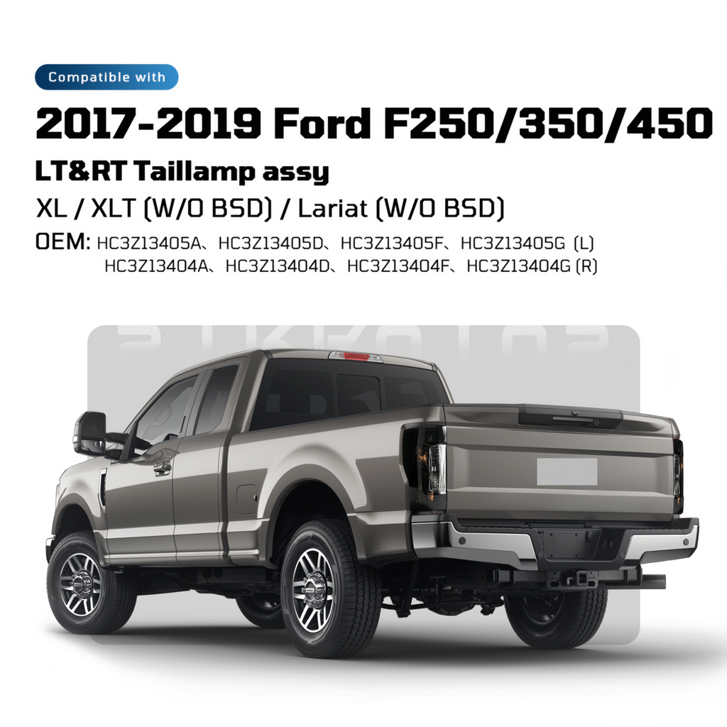 smoked halogen tail light view 4 for Ford F-250 F-350 Super Duty without BLIS (2017-2019)