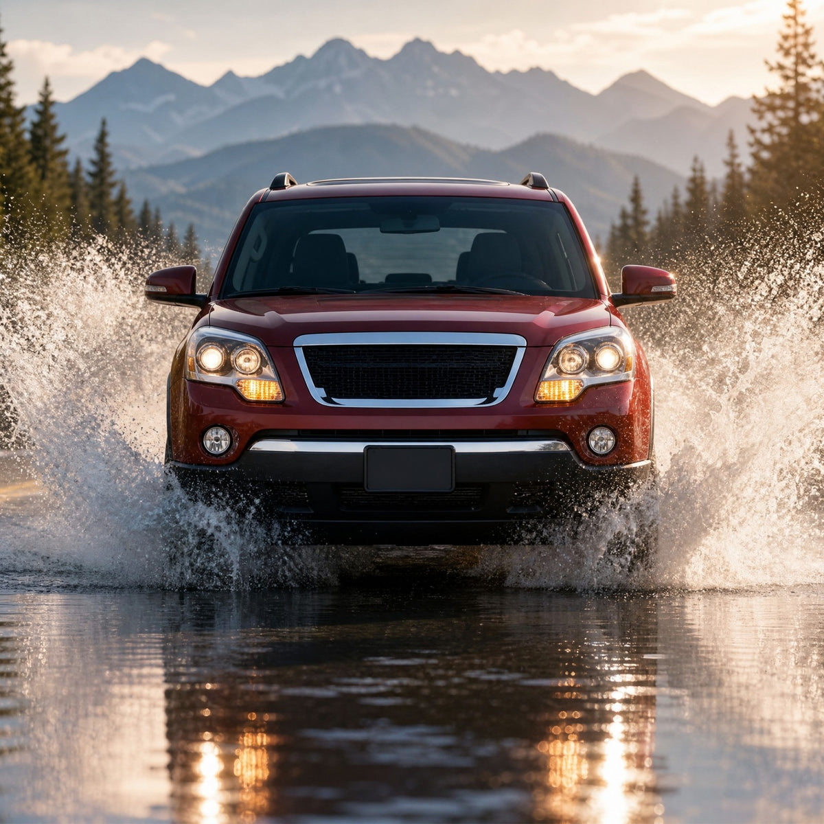 Chrome Projector Halogen headlights pair front view for 2007-2012 GMC Acadia