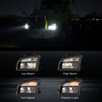 Black Halogen headlight features and specifications for 2014-2023 Kenworth T880