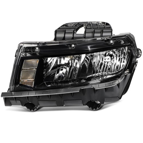 Passenger side Black Halogen headlight close-up for 2014-2015 Chevrolet Camaro LS LT SS