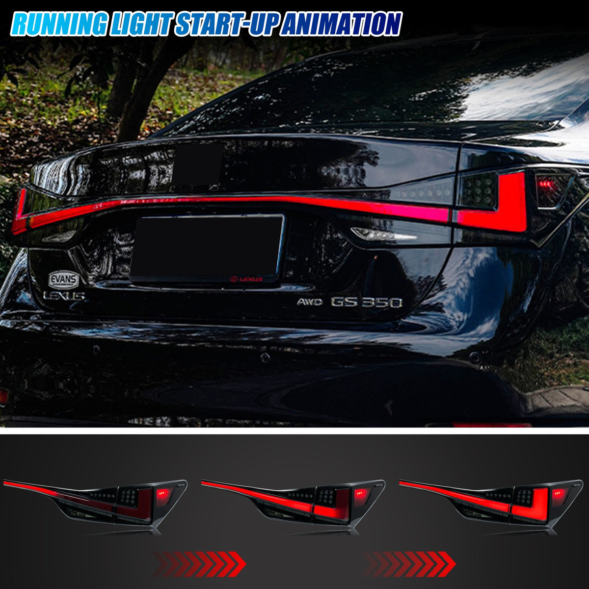 Running light start-up animation on the 2013-2020 Lexus GS350 / GS200t / GS F LED tail lights