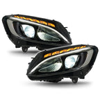 Pair LED projector headlight front angle for 2015-2018 Mercedes-Benz C300