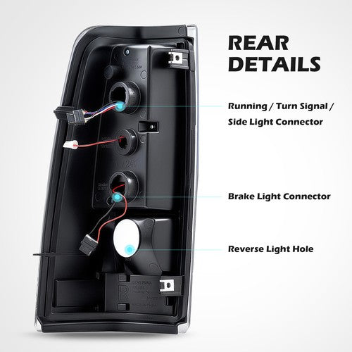 black housing LED tail light view 4 for Chevy Silverado 1500 2500 3500 (2003-2006)