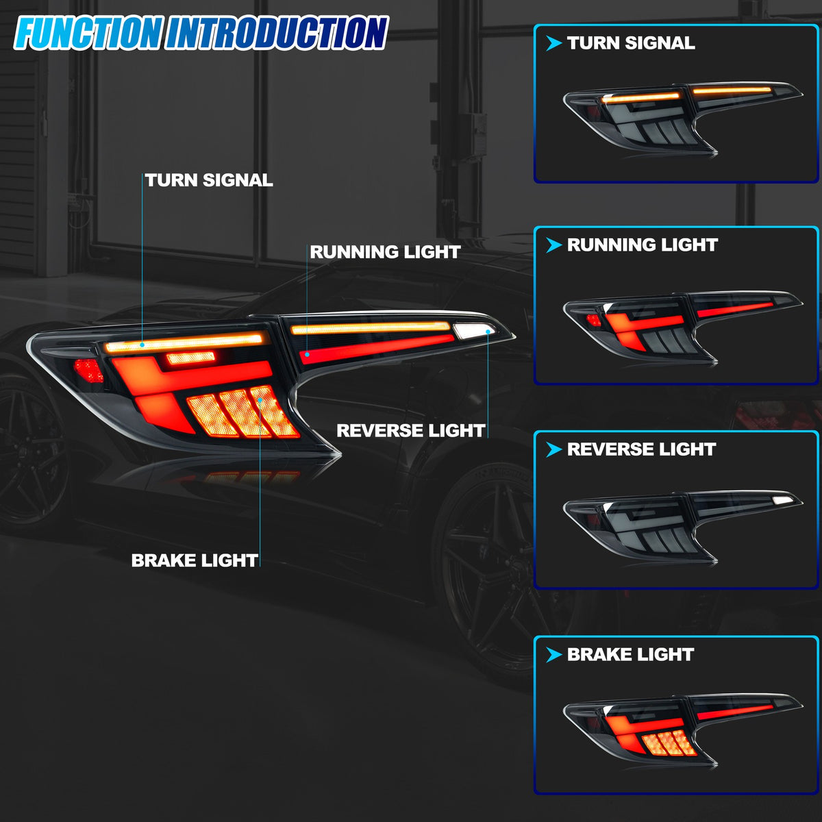 Running, brake, turn and reverse functions of the 2019-2026 Toyota Corolla Hatchback / GR Corolla LED tail light