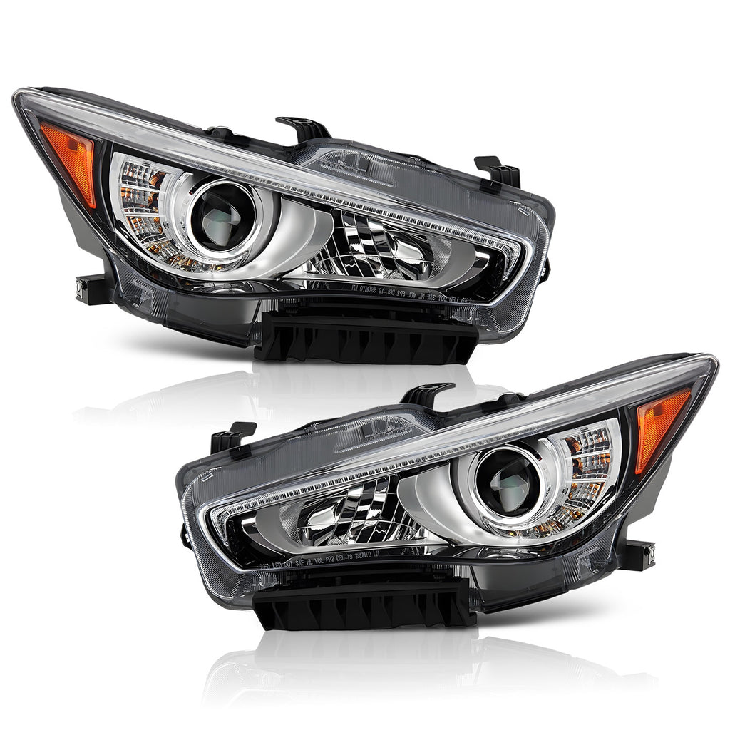 Chrome Full LED Headlights Pair w/ AFS for Infiniti Q50 (2014-2017)