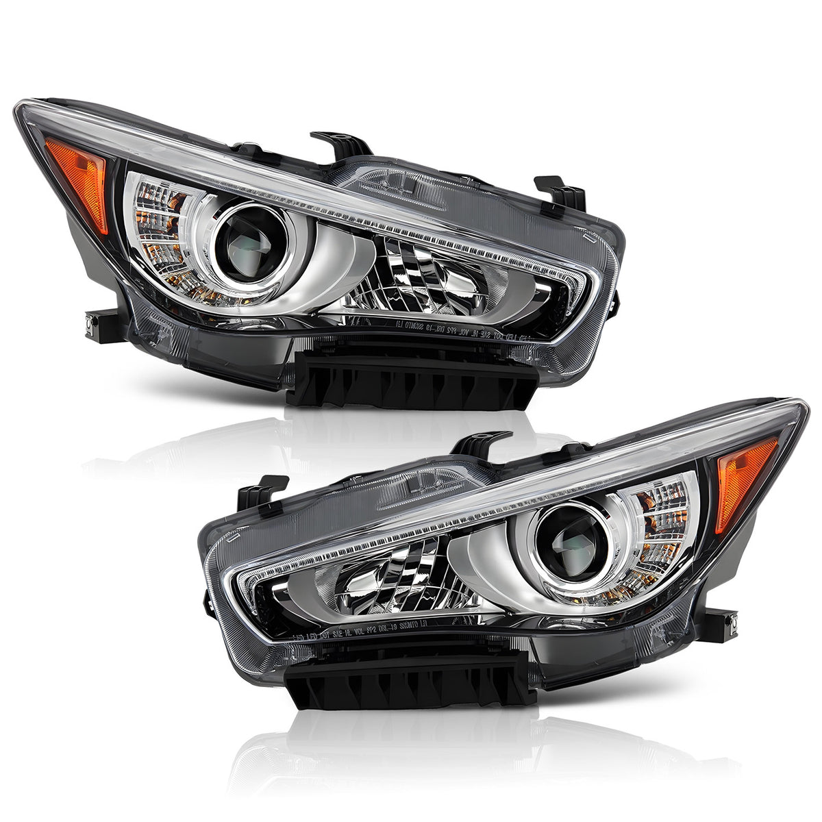 Chrome Full LED Headlights Pair w/ AFS for Infiniti Q50 (2014-2017)