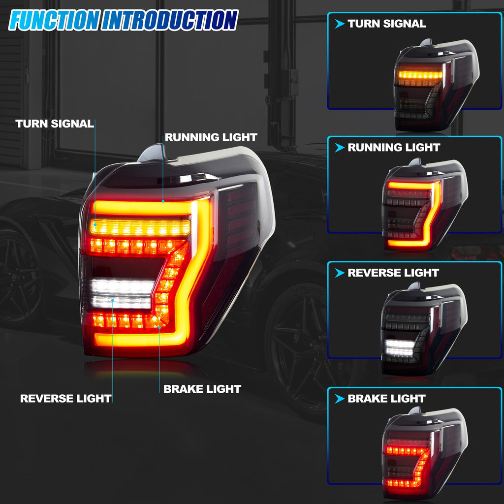 Running, brake, turn and reverse functions of the 2010-2024 Toyota 4Runner LED tail light