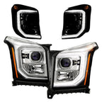 Chrome Halogen Projector Headlights Pair w/ LED DRL & Bulbs for GMC Yukon / Yukon XL SLE SLT (2015-2017)