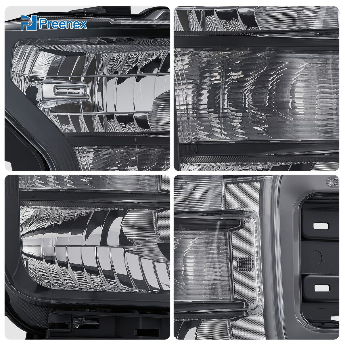 Driver side Black Halogen headlight close-up for 2018-2020 Ford F-150