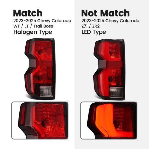 halogen tail light view 4 for Chevy Colorado WT LT Trail Boss (2023-2026)