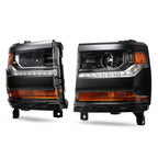 Black HID Projector Headlights Pair w/ LED DRL for Chevy Silverado 1500 (2016-2018)