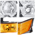 Chrome Halogen headlights pair front view for 2006-2010 Jeep Commander