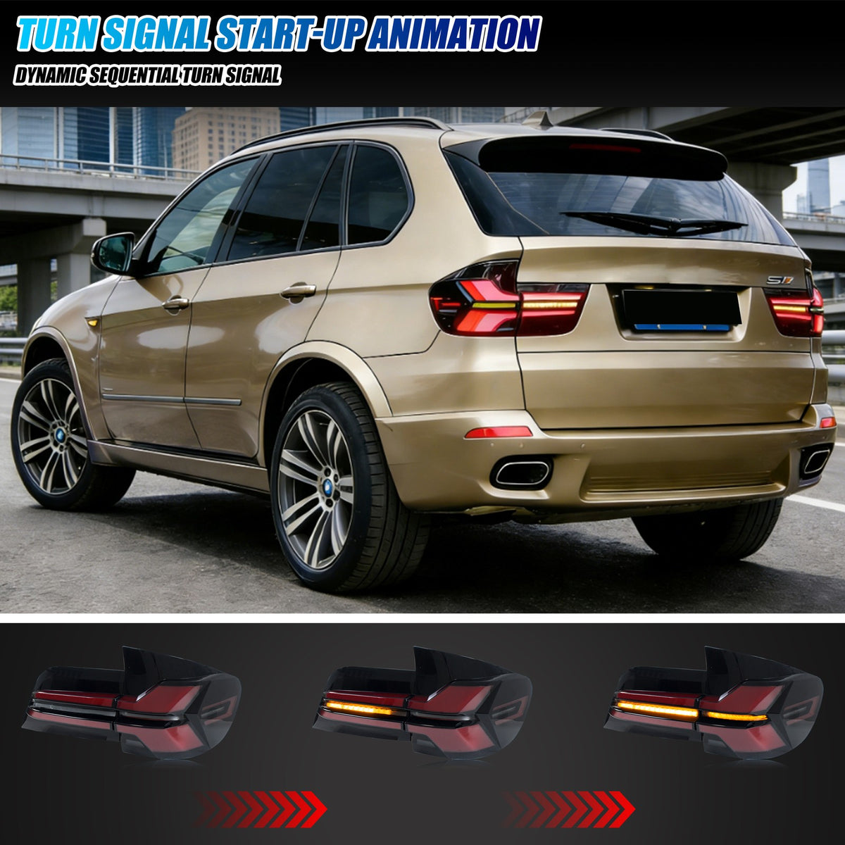 Sequential LED turn signal on the 2007-2013 BMW X5 E70 tail light