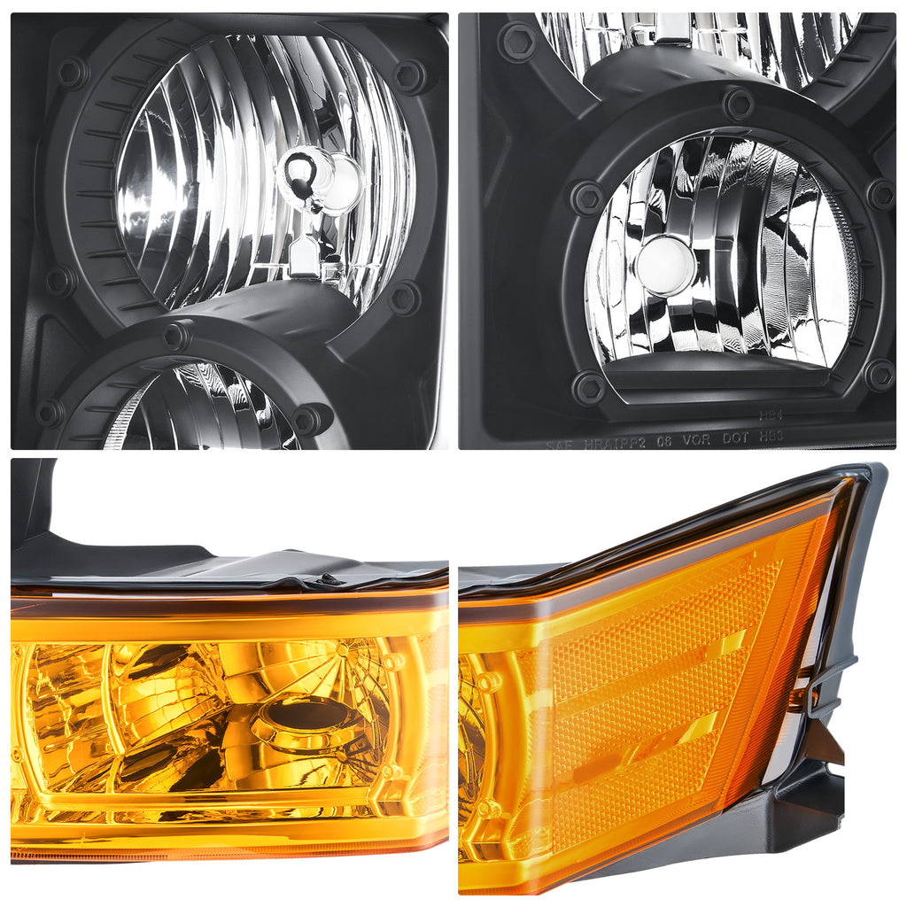 Black Halogen headlights pair front view for 2006-2010 Jeep Commander