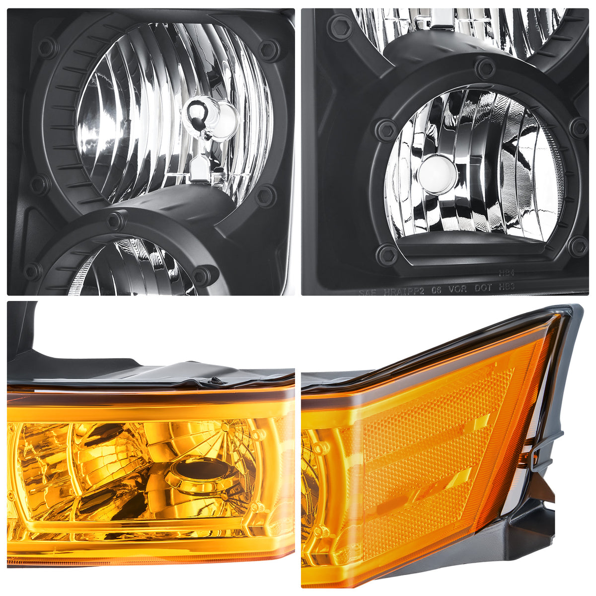 Black Halogen headlights pair front view for 2006-2010 Jeep Commander