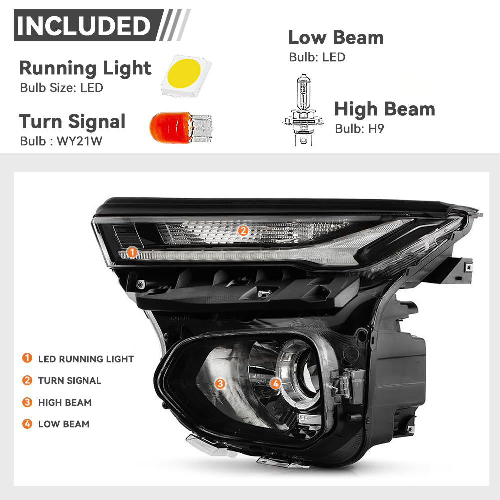 Pair LED headlight front angle for 2021-2023 Chevrolet Trailblazer