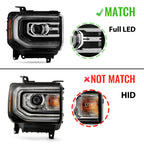 Right LED headlight side angle for 2016-2018 GMC Sierra 1500