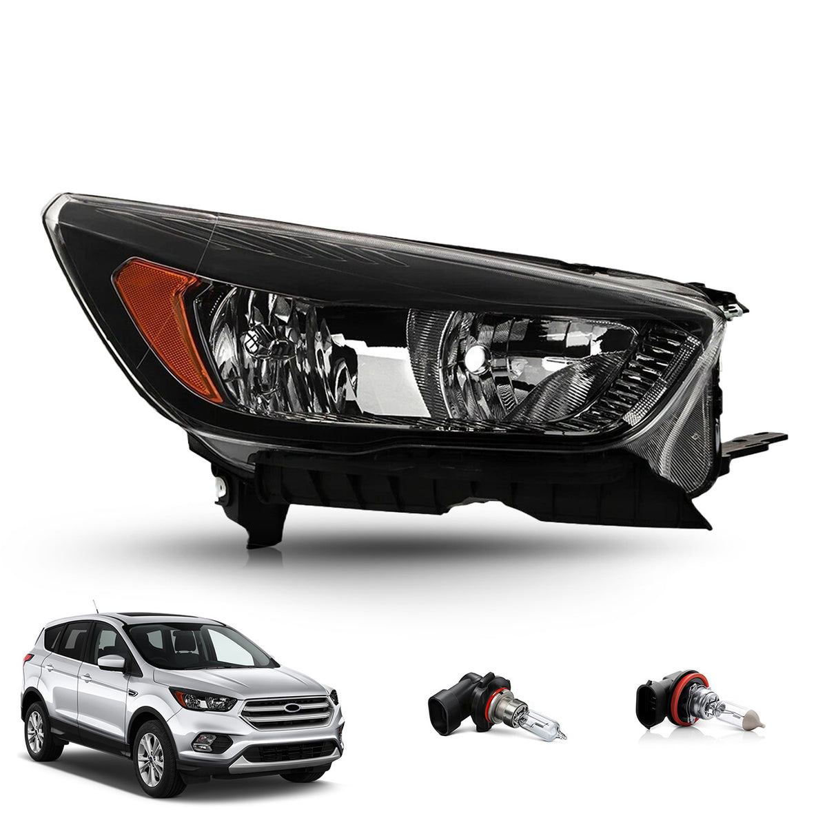 Left halogen headlight side angle for 2018-2019 Ford Escape