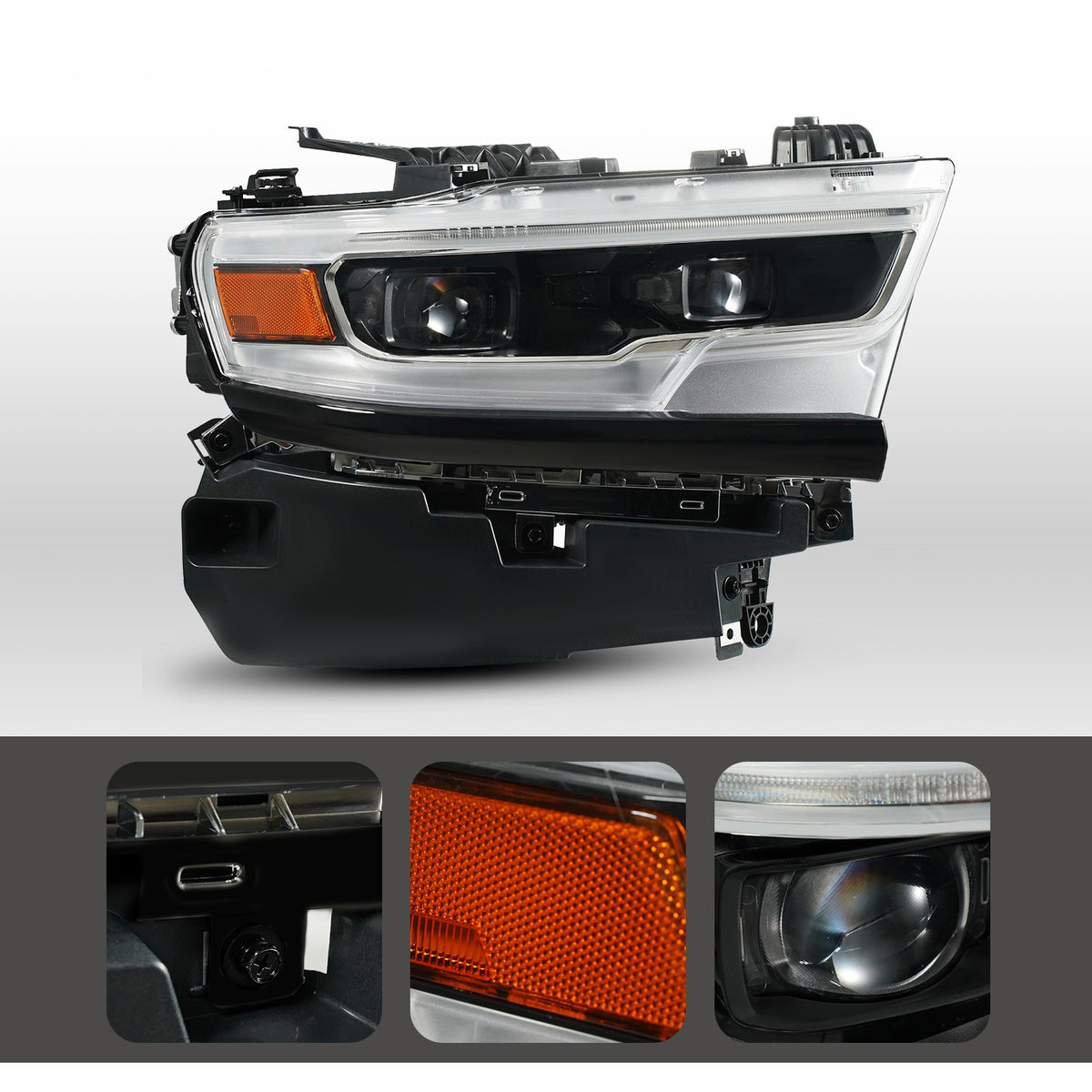 Pair LED headlight front angle for 2019-2024 Ram 1500