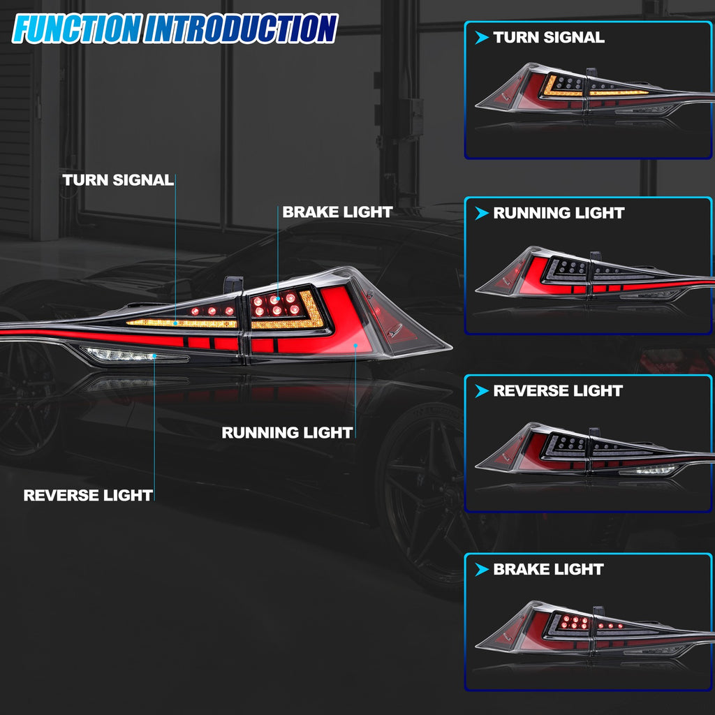Running, brake, turn and reverse functions of the 2014-2020 Lexus IS250 / IS350 / IS200t / IS300 LED tail light