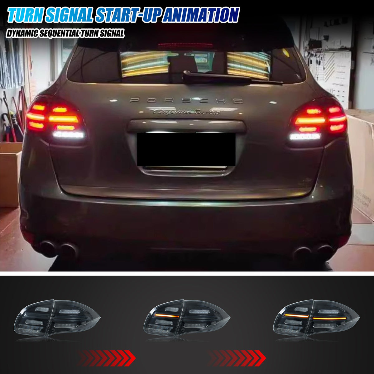 Sequential LED turn signal on the 2011-2014 Porsche Cayenne tail light