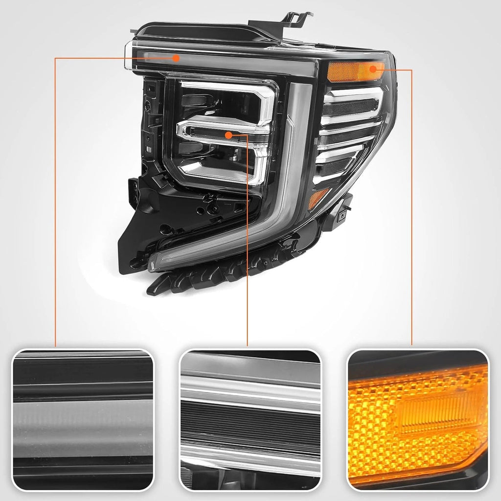 Left LED headlight side angle for 2022-2026 GMC Sierra 1500