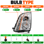 Bulb size diagram for 2008-2014 Cadillac CTS headlights
