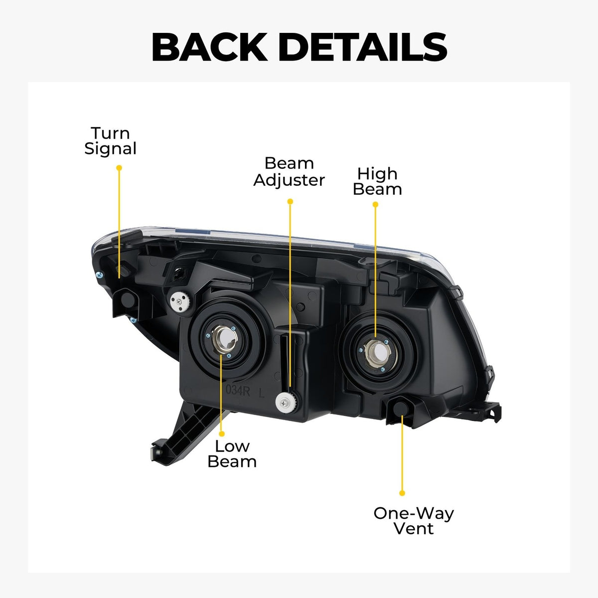 Black Halogen headlight features and specifications for 2003-2005 Toyota 4Runner