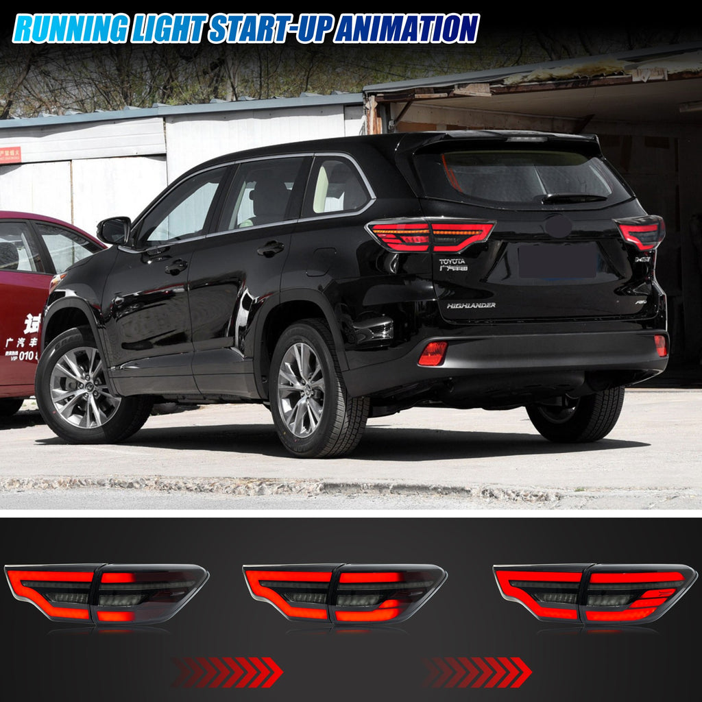 Running light start-up animation on the 2014-2019 Toyota Highlander LED tail lights