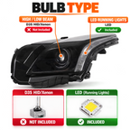 Headlight bulb size diagram for 2015-2019 Cadillac CTS Black HID Projector headlights (image 2)