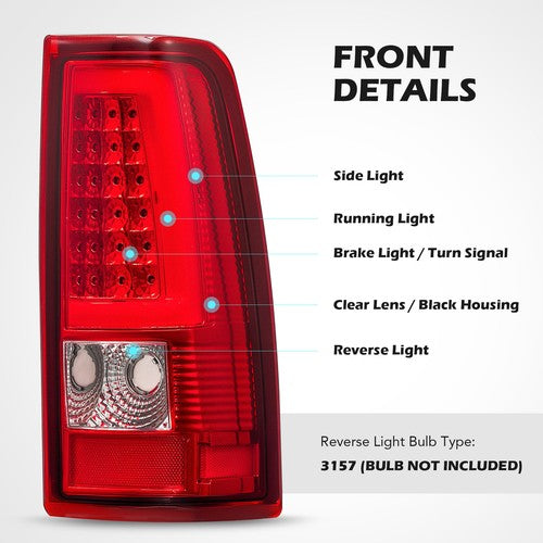 red C-tube LED tail light view 4 for Chevy Silverado 1500 2500 3500 (2003-2006)