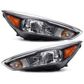 Black Halogen Headlights Pair w/ LED DRL for Ford Focus (2015-2018)