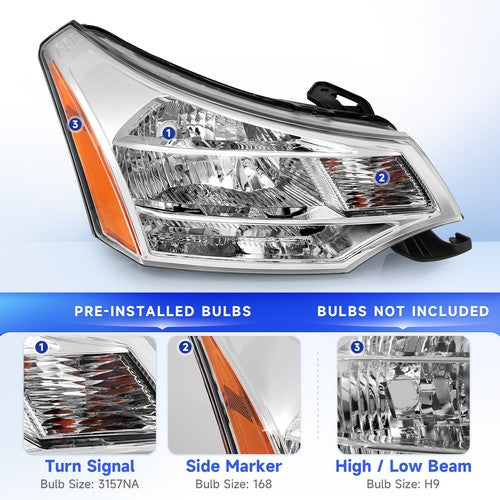 Bulb size diagram for 2008-2011 Ford Focus headlights