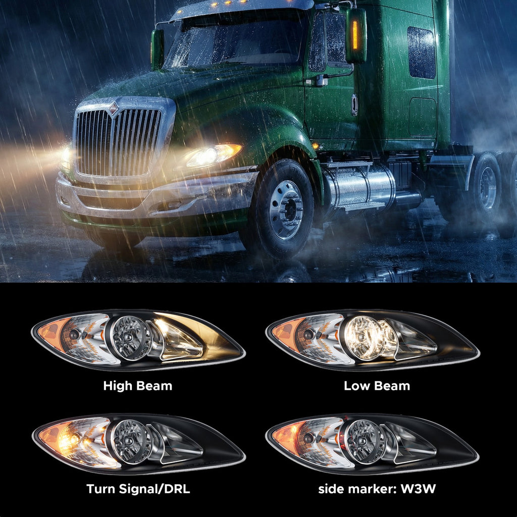 Black Halogen headlight features and specifications for 2008-2016 International ProStar (image 2)