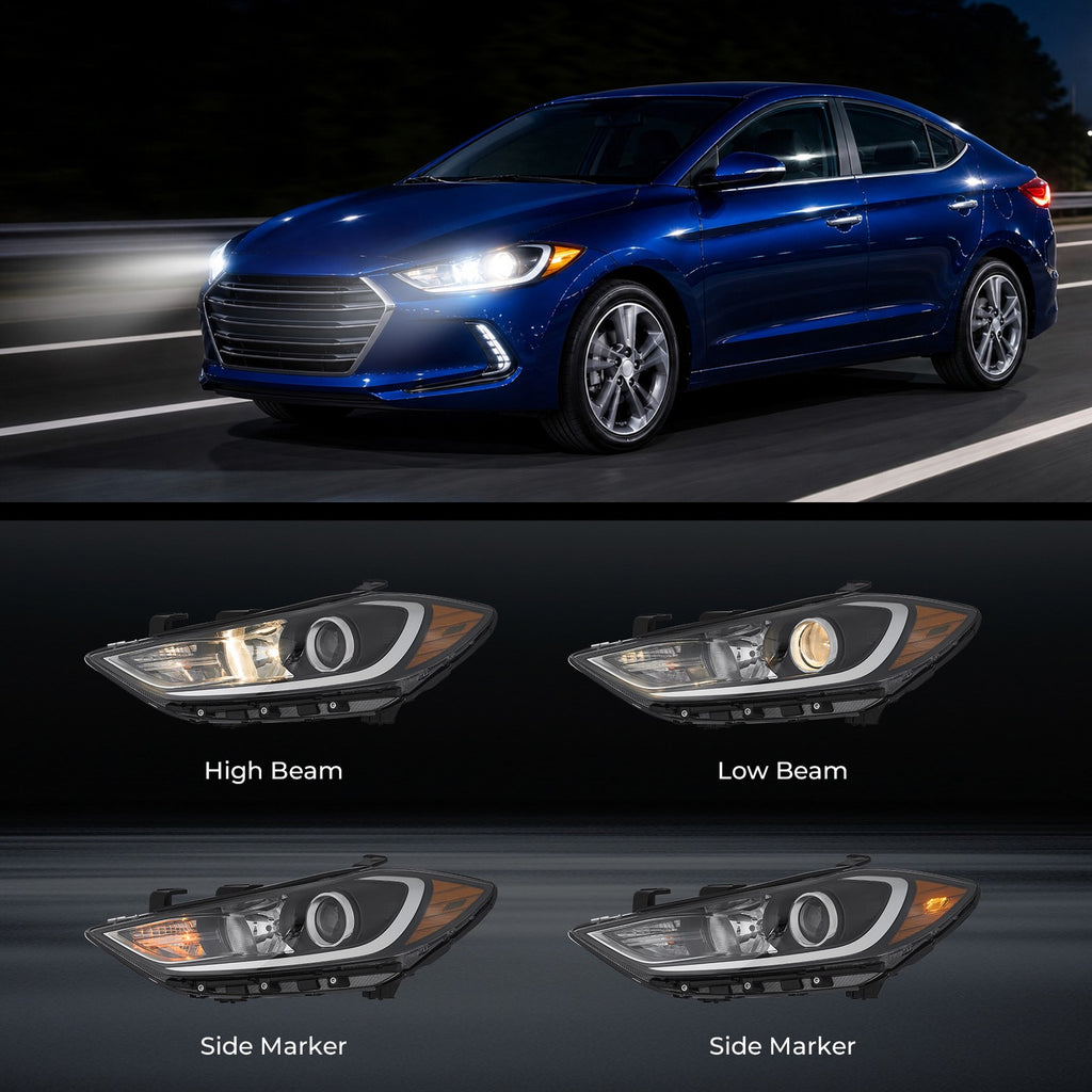 Black Projector Halogen headlight features and specifications for 2017-2018 Hyundai Elantra