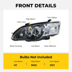 Headlight bulb size diagram for 2005-2007 Subaru Legacy Outback Black Projector Halogen headlights