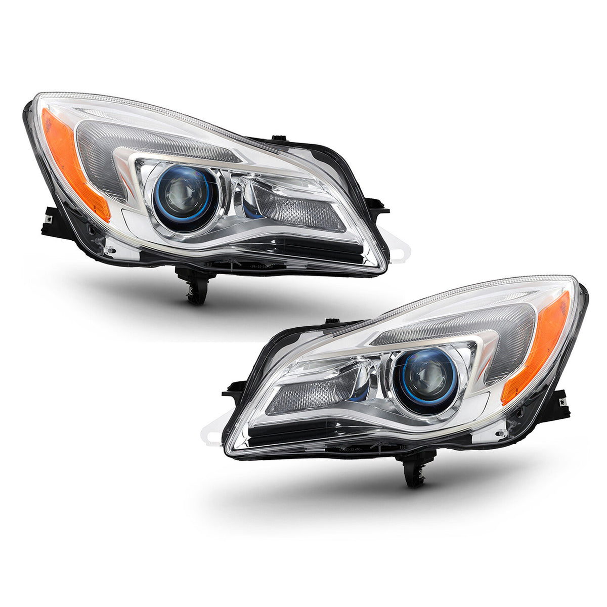 Chrome Halogen Projector Headlights Pair w/ Bulbs for Buick Regal (2014-2017)
