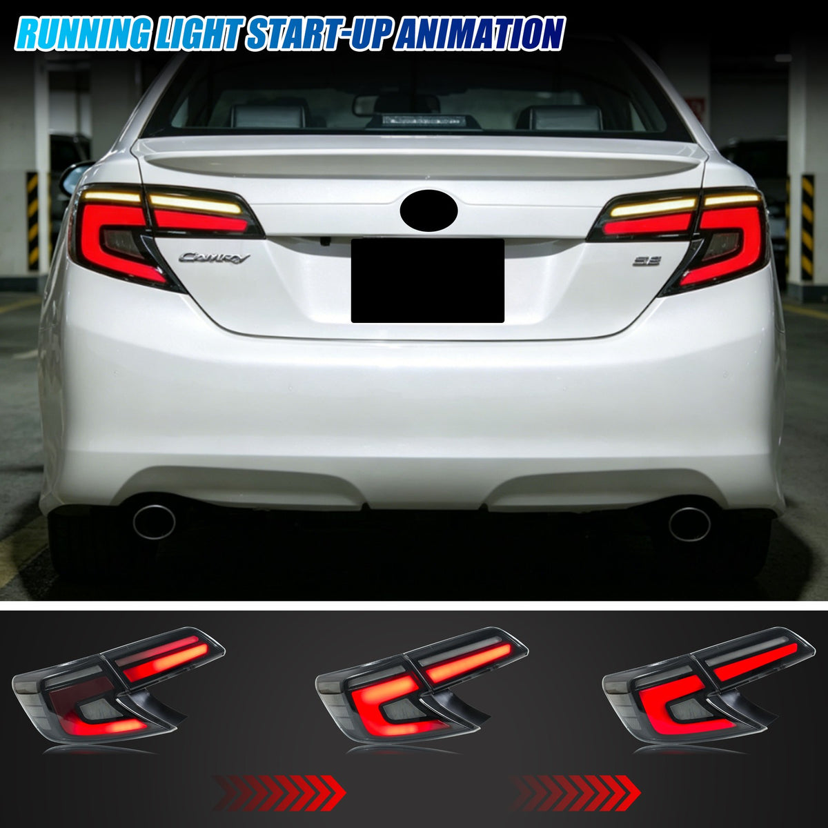 Running light start-up animation on the 2012-2014 Toyota Camry LED tail lights